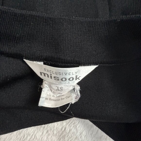 Exclusively Misook Womens Knit Sweater XS V-Neck Pullover Black Blue Brown Trim - Picture 3 of 7